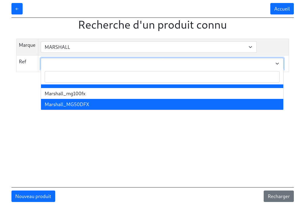 Recherche d’un produit existant